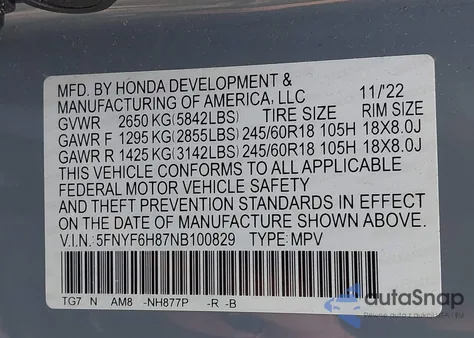 2022 Honda Pilot Trailsport from USA, damaged, VIN 5FNYF6H87NB100829